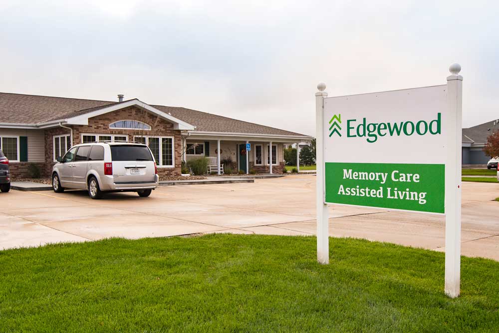 Edgewood sign with memory care and assisted living