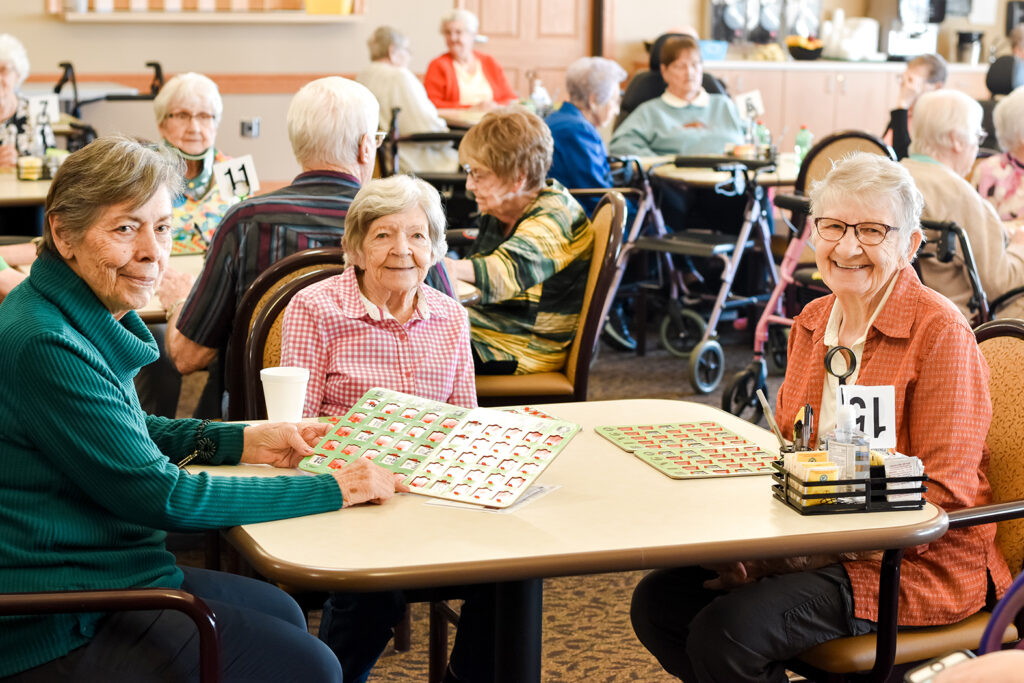 senior women playing bingo